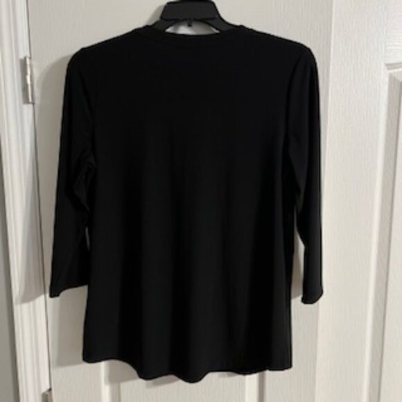 Jones New York Signature Women's Metal Accents Blouse With 3/4 Sleeve Large - Picture 2 of 15